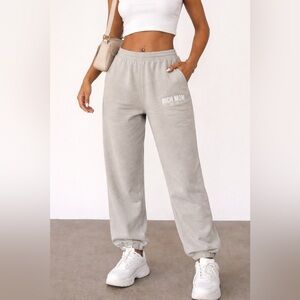 RICH MOM Trendy Y2K Sweat pants Grey Size Large